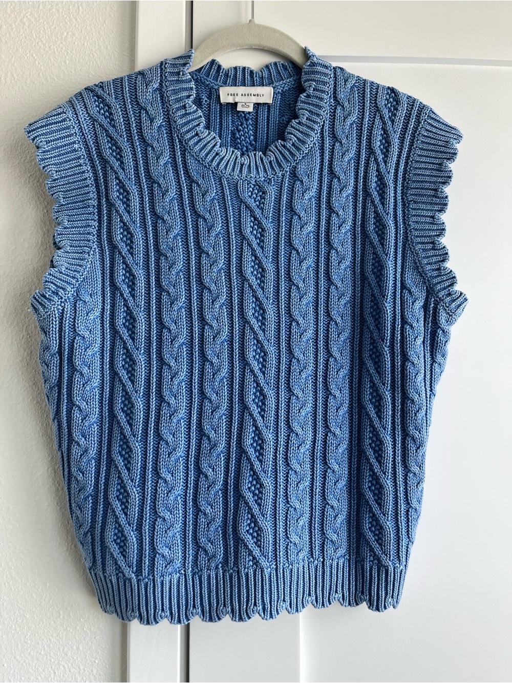 Blue Cable Knit Sleeveless Sweater Vest